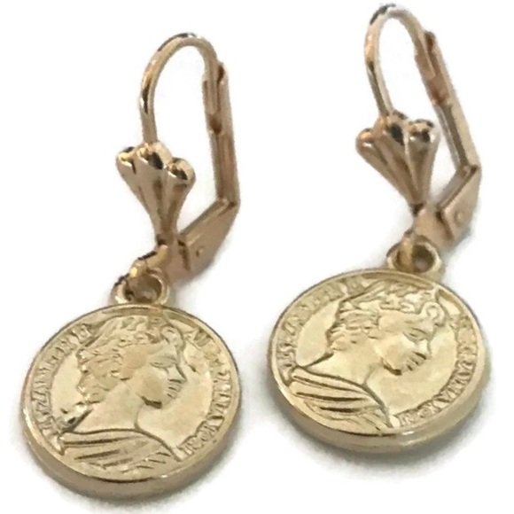 raf rossi gold plated Jewelry - Coin Dangle Earrings 18kts of Goldplated